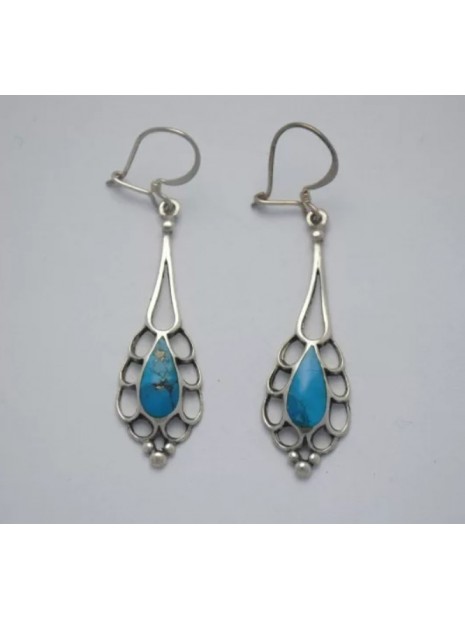 Boucles d’oreilles en turquoise amérindienne, montées sur argent 925