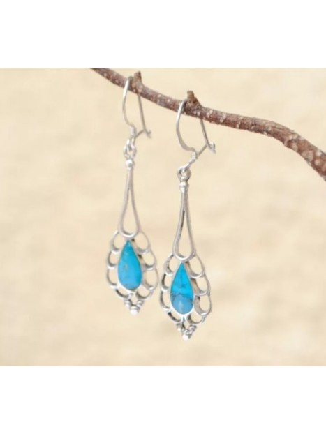 Boucles d’oreilles turquoise et argent