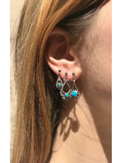 Boucles d’oreilles turquoise et argent