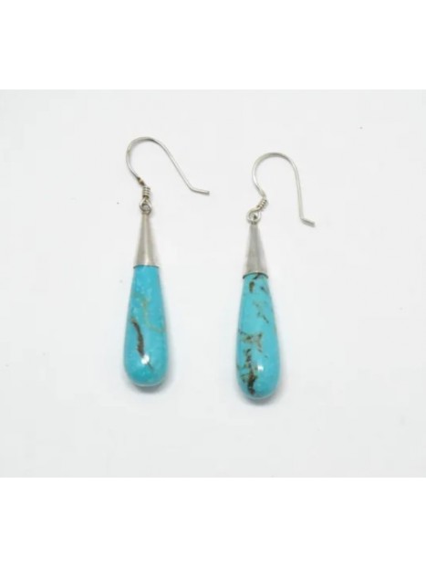 Boucles d’oreilles serties de turquoise amérindienne, montées sur argent 925