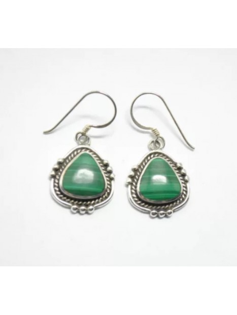 Boucles d’oreilles malachite et argent