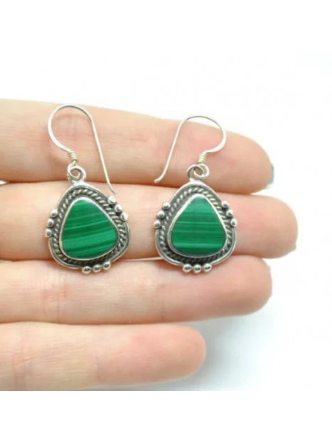 Boucles d’oreilles malachite et argent