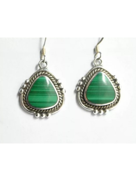 Boucles d’oreilles malachite et argent