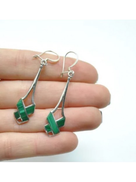 Boucles d’oreilles malachite et argent