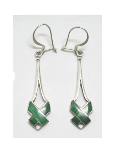 Boucles d’oreilles malachite et argent