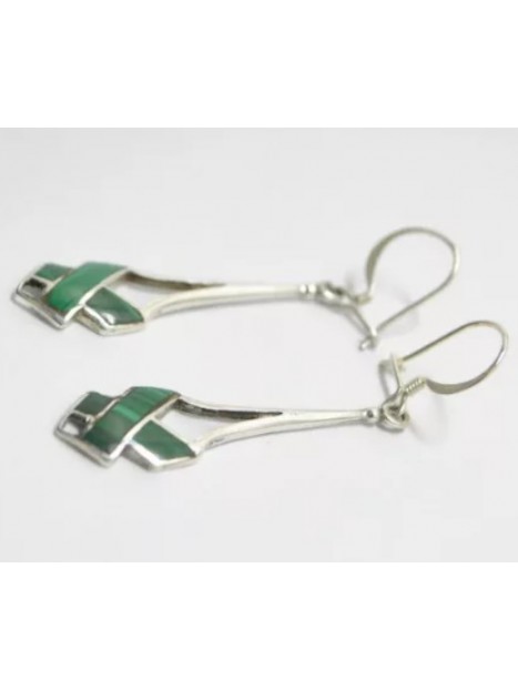 Boucles d’oreilles malachite et argent