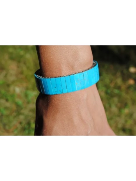 Bracelet extensible turquoise reconstituée 0.5 cm