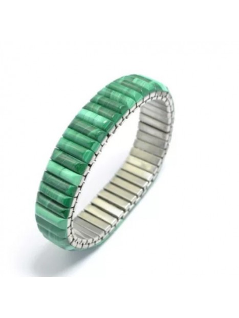 Bracelet extensible en malachite et acier