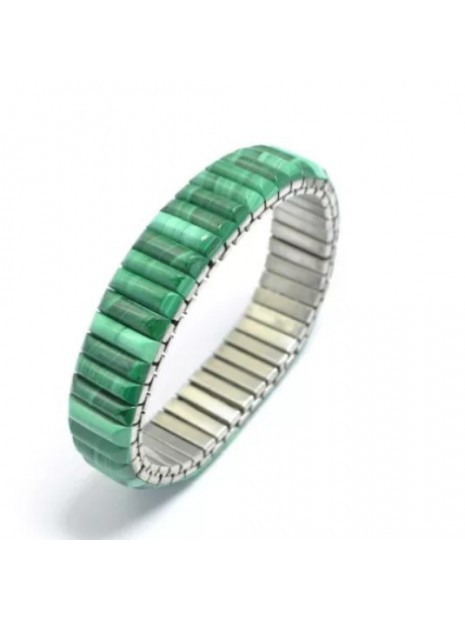 Bracelet extensible en malachite et acier