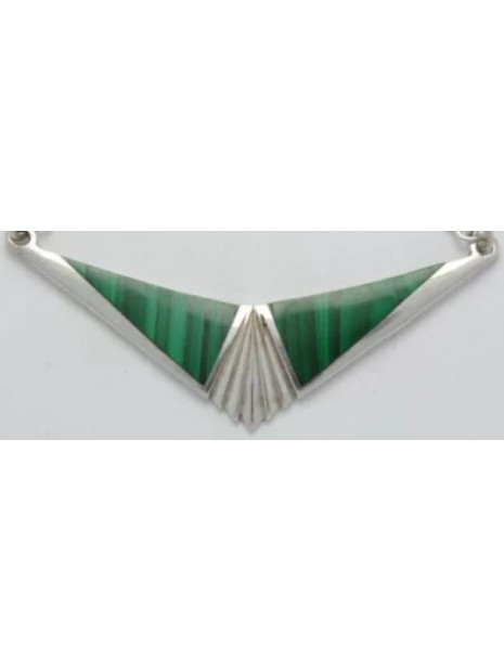 Pendentif malachite et argent - Chaine non incluse