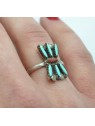 Bague turquoise, corail et argent