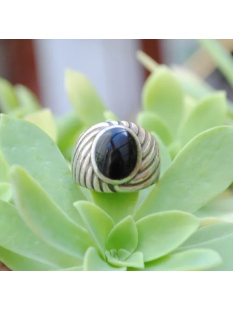 Bague onyx et argent