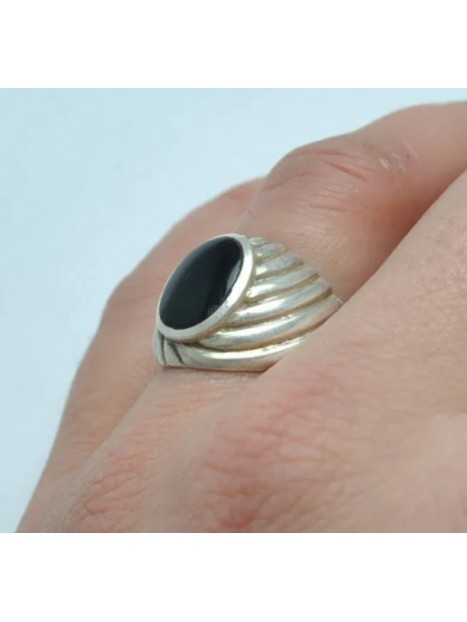 Bague onyx et argent