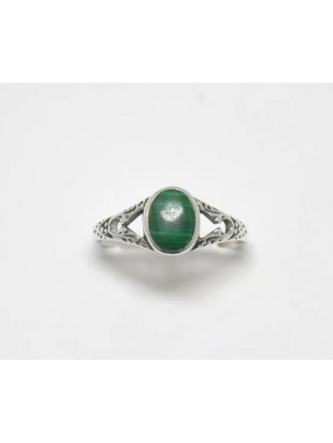 Bague sertie de malachite, montée sur argent 925