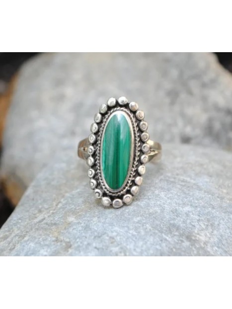 Bague malachite et argent