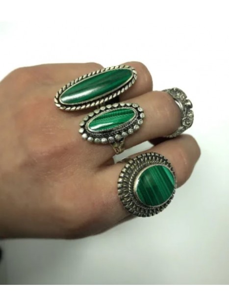 Bague malachite et argent