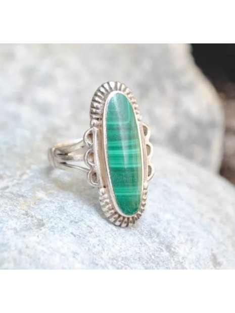 Bague malachite et argent