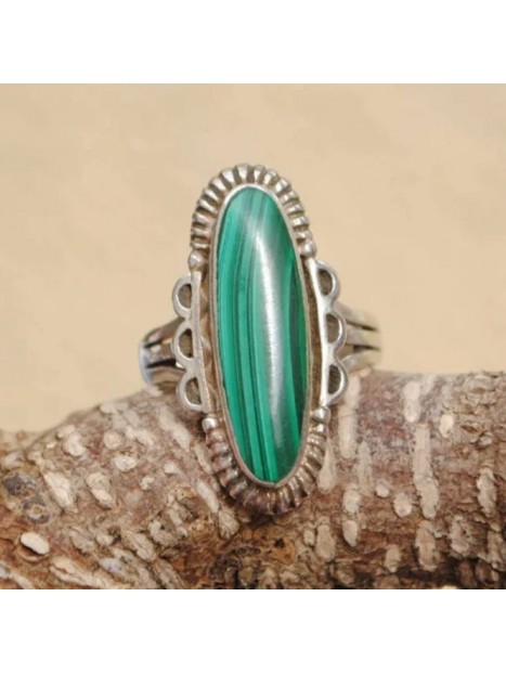 Bague malachite et argent