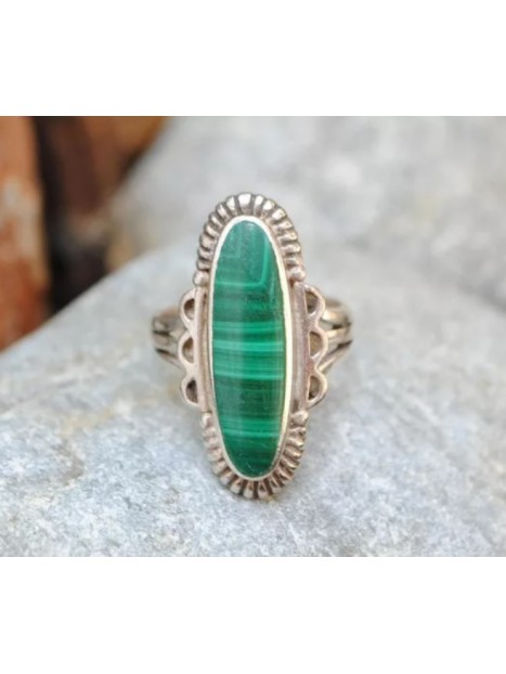 Bague malachite et argent