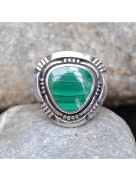 Bague malachite et argent