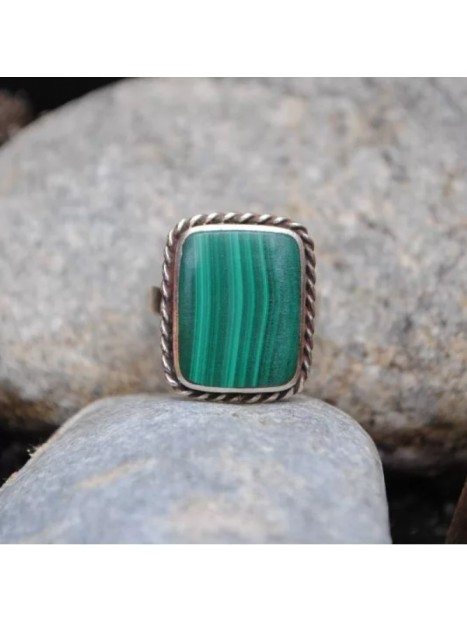 Bague malachite et argent