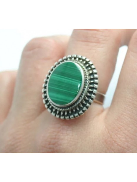 Bague malachite et argent