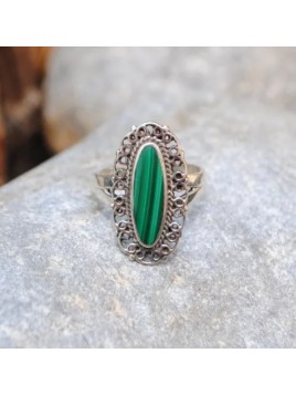 Bague malachite et argent