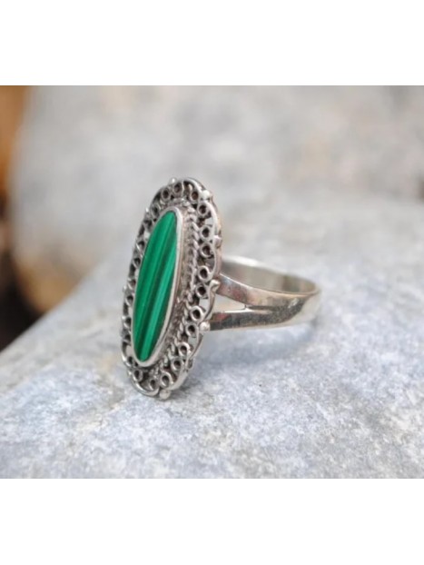 Bague malachite et argent