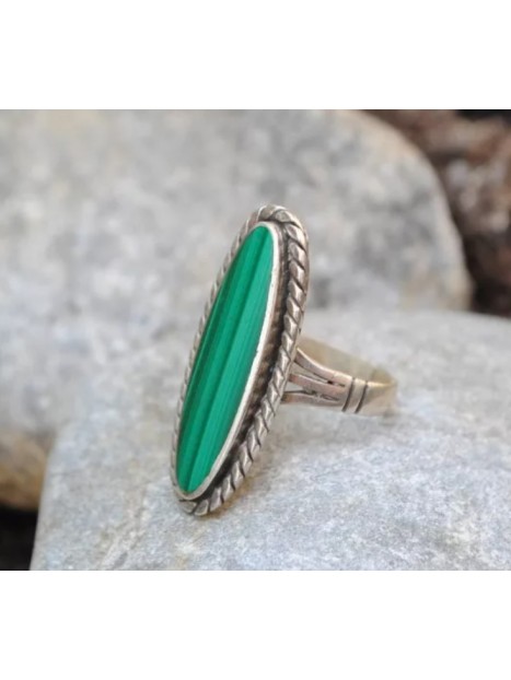 Bague malachite et argent