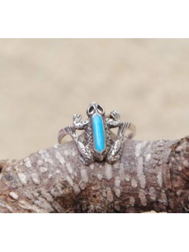 Bague grenouille turquoise et argent