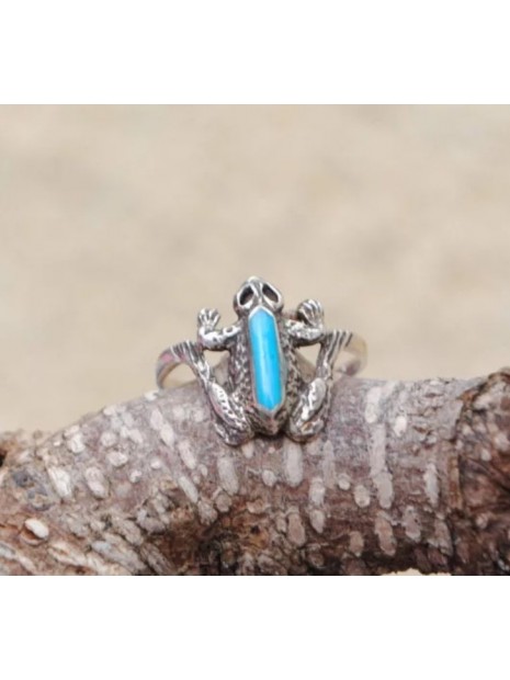 Bague grenouille turquoise et argent