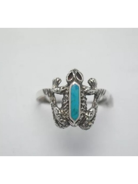 Bague grenouille turquoise et argent