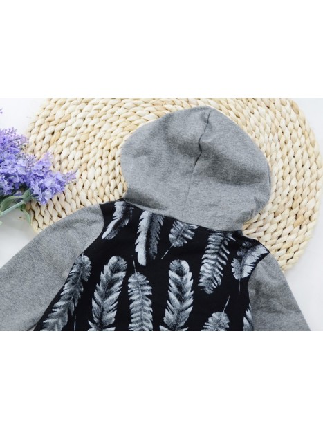 Hooded Feather Print Romper